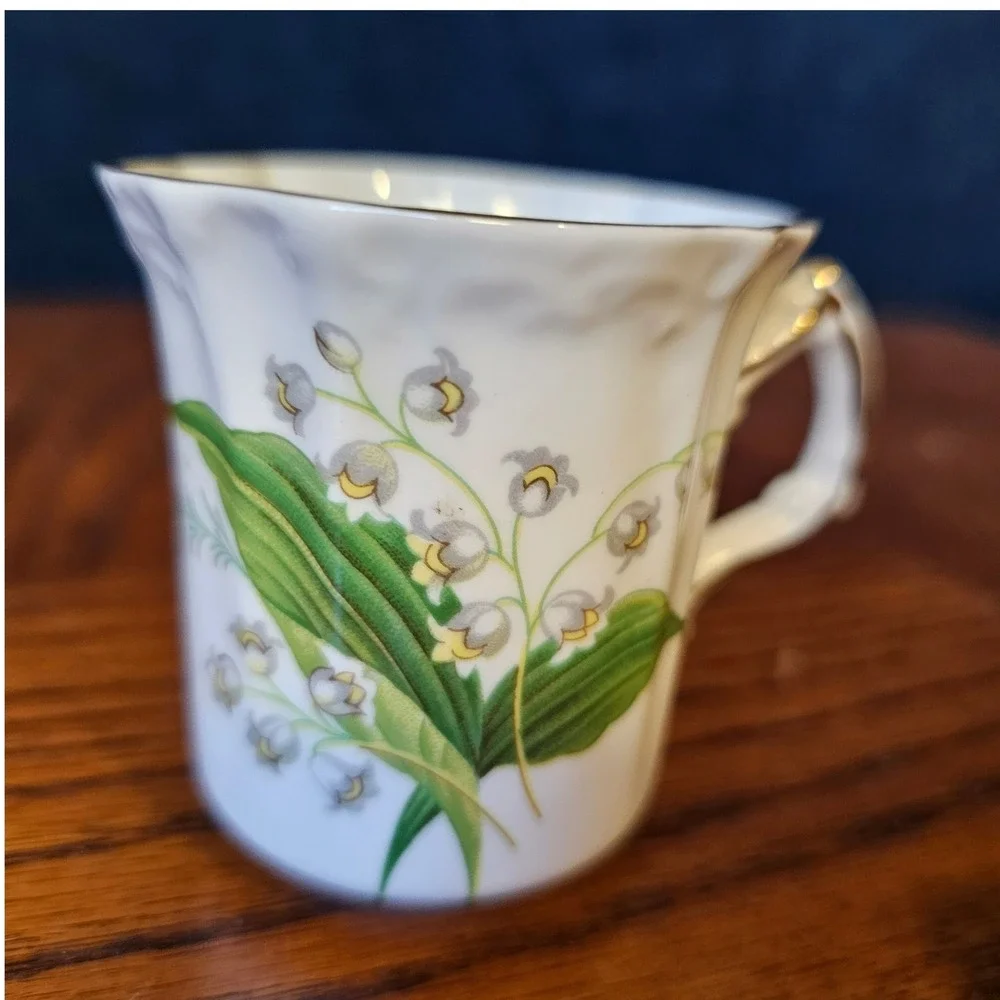 Hammersley Lily of the Valley Bone China Demitasse Cup Gold Trim Made in England